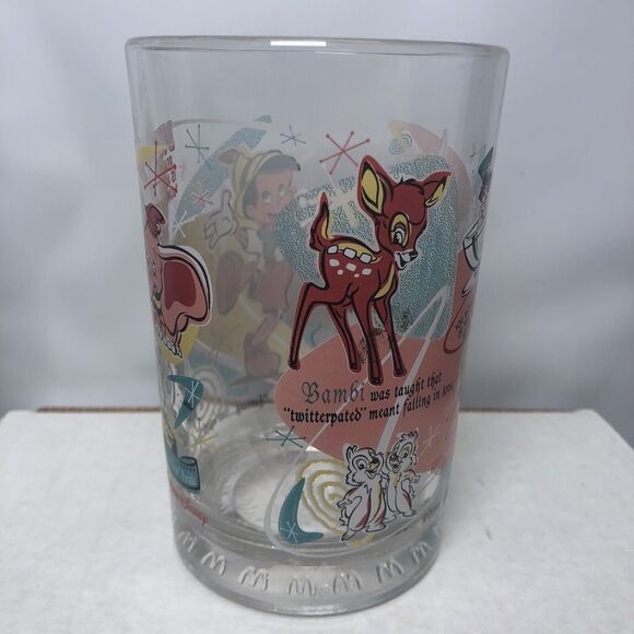 McDonald’s Walt Disney World 100 Years Glass Cup Pinocchio Bambi Magic Kingdom - Picture 4 of 6